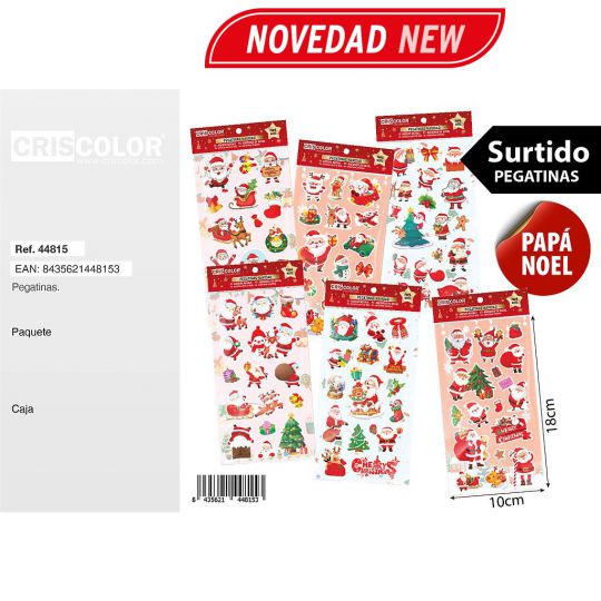 PEGATINAS NAVIDAD SURTIDO PAPA NOEL (Precio Unitario)