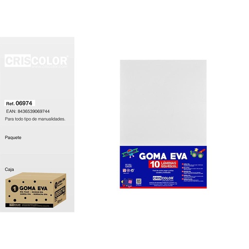 [06974] 1 GOMA EVA 40X60CM BLANCO PAQ.10UDS (Precio unitario).