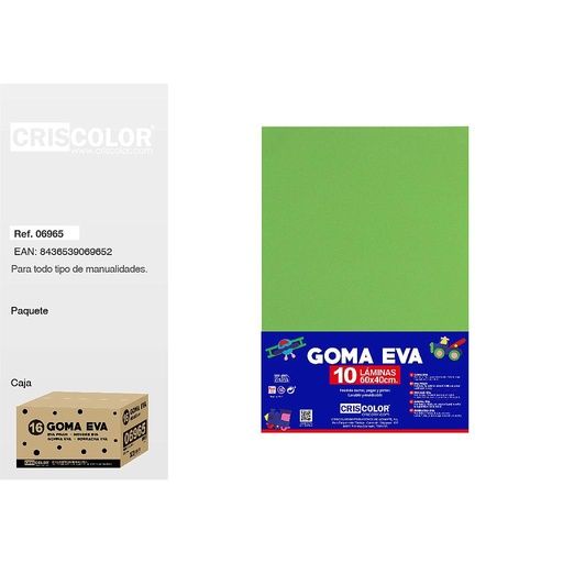[06965] 16 GOMA EVA 40X60CM VERDE CLARO (Paquete de 10Und)
