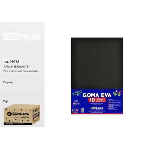 [06973] 2 GOMA EVA 40X60CM NEGRO PAQ.10UDS (Precio unitario).