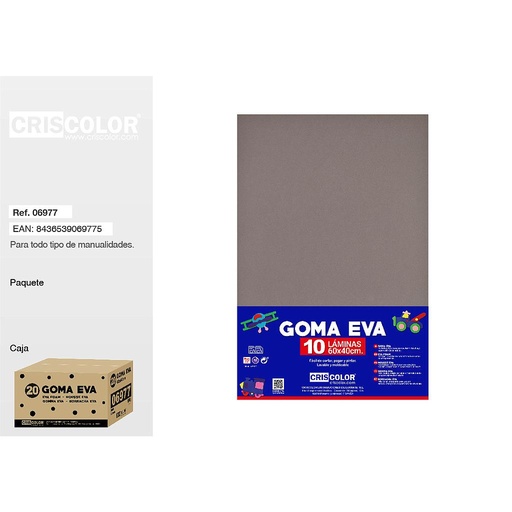 [06977] 20 GOMA EVA 40X60CM GRIS MEDIO PAQ.10UDS (Precio unitario).