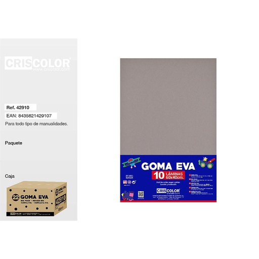 [42910] 22 GOMA EVA 40x60CM GRIS PIEDRA PAQ.10UDS (Precio unitario).