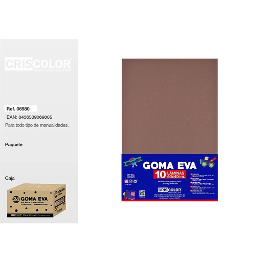 [06980] 24 GOMA EVA 40X60CM MARRON (Paquete de 10Und)