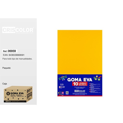 [06959] 5 GOMA EVA 40X60CM AMARILLO PAQ.10UDS (Precio unitario).