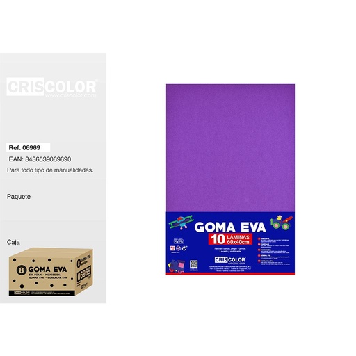 [06969] 8 GOMA EVA 40X60CM MORADO PAQ.10UDS (Precio unitario).