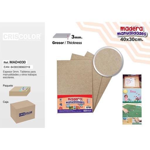 [MAD4030] BASE MADERA 40X30CM (Precio Unitario)