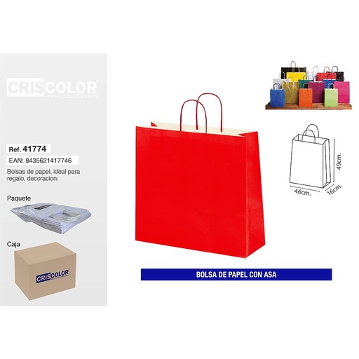 [41774] BOLSA PAPEL CON ASA 44+20X51 ROJO