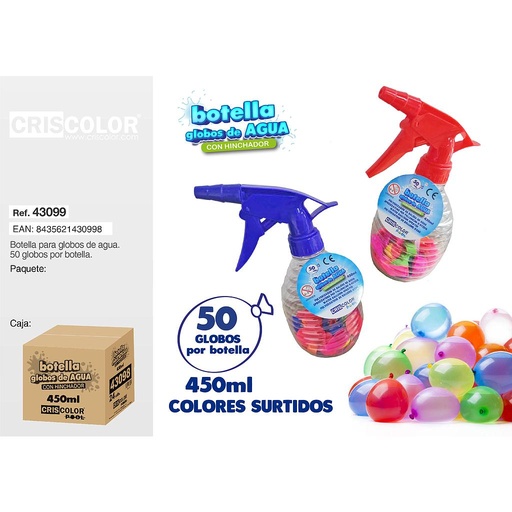 [43098] BOTELLA GLOBOS DE AGUA 450 ML (Precio Unitario)
