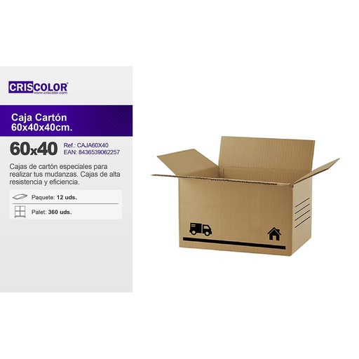 [CAJA60X40] CAJA CARTON 600X400X400MM (Paquete de 12Und)