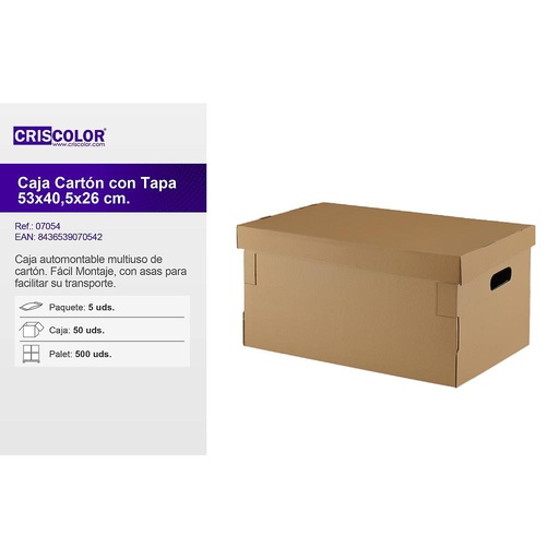 [40054] CAJA CON TAPA 530X405X260MM (Paquete de 5Und)