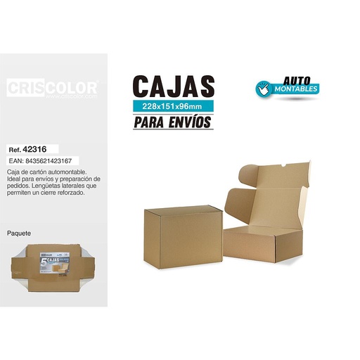 [42316] CAJA PARA ENVIOS 228X151X96MM (Paquete de 5Und)