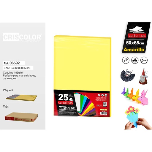 [06592] CARTULINA 50X65CM AMARILLO (Paquete de 25 Und.)