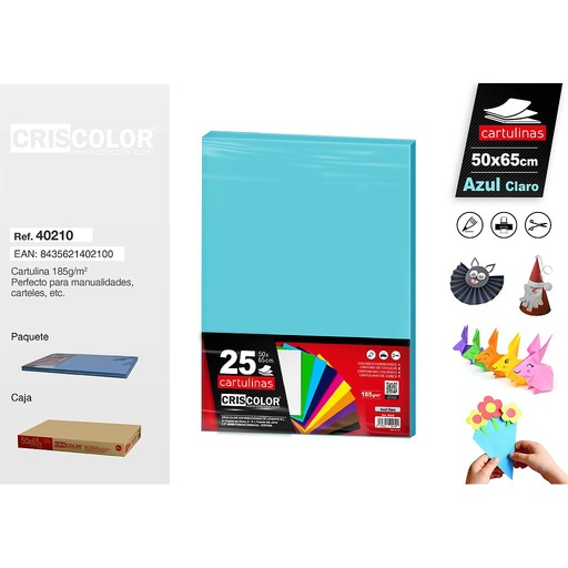 [40210] CARTULINA 50X65CM AZUL CLARO (Paquete de 25 Und.)