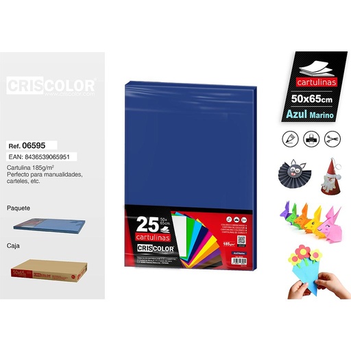 [06595] CARTULINA 50X65CM AZUL MARINO (Paquete de 25 Und.)
