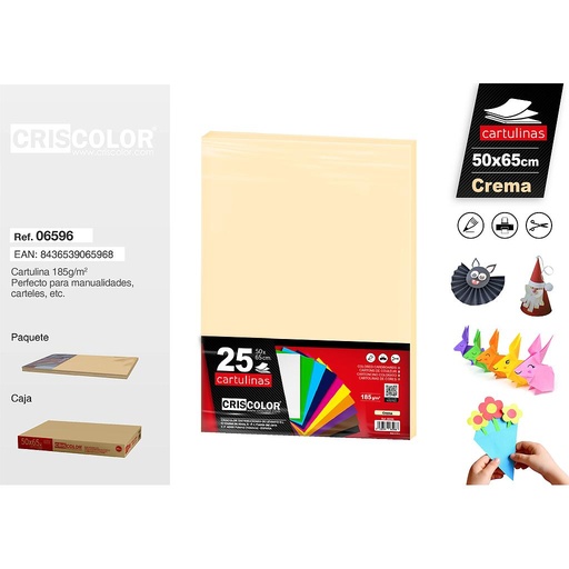 [06596] CARTULINA 50X65CM CREMA ((Paquete de 25 Und.)