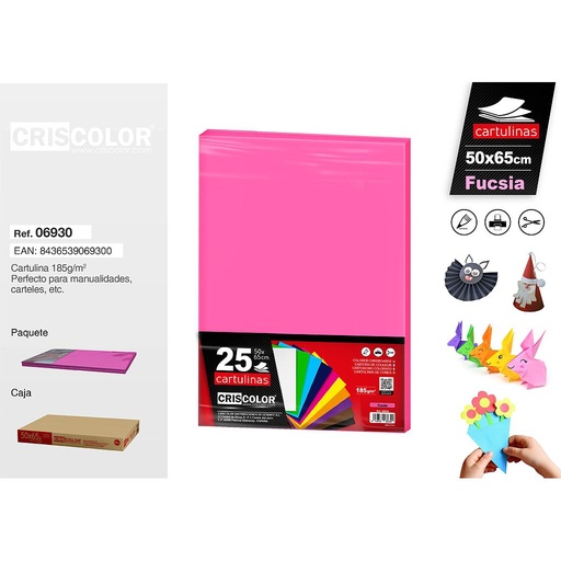 [06930] CARTULINA 50X65CM FUCSIA (Paquete de 25 Und.)