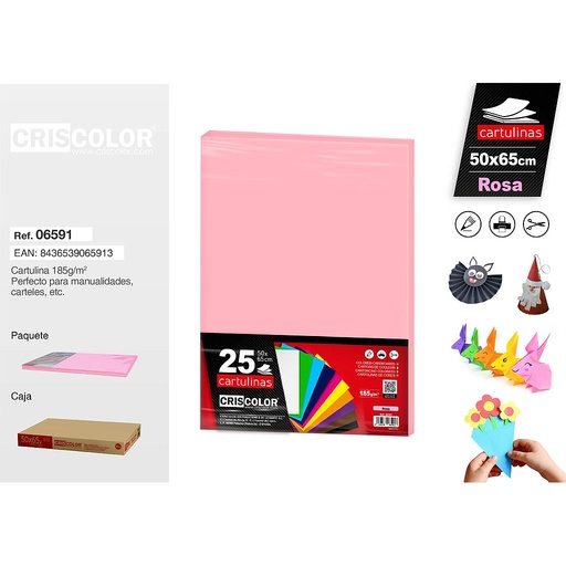 [06591] CARTULINA 50X65CM ROSA (Paquete de 25 Und.)