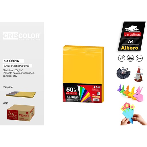 [06616] CARTULINA A4 ALBERO (Paquete de 50 Und.)