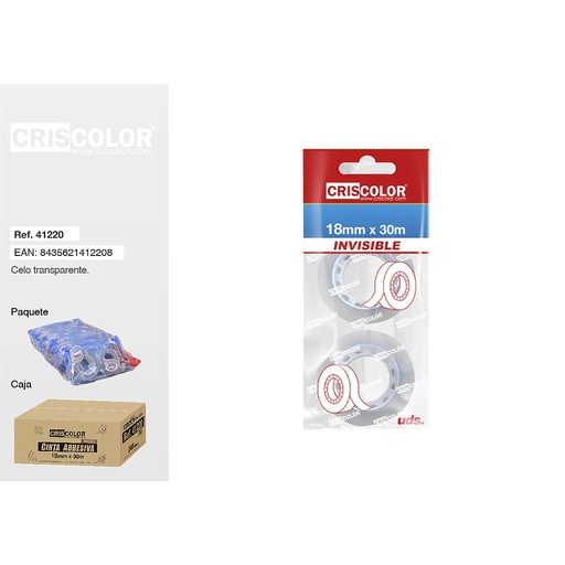 [41220] CELO INVISIBLE 18MMX30M  PACK 2UDS.