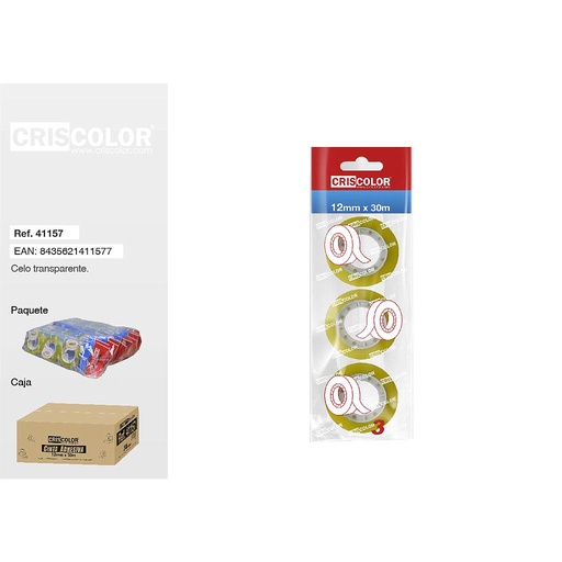 [41157] CELO TRANSPARENTE AMAR. 12MMX30M  PACK 3UDS.