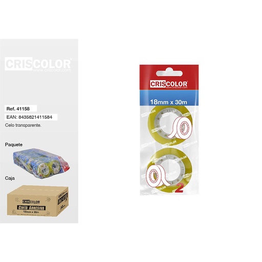 [41158] CELO TRANSPARENTE AMAR. 18MMX30M  PACK 2UDS.