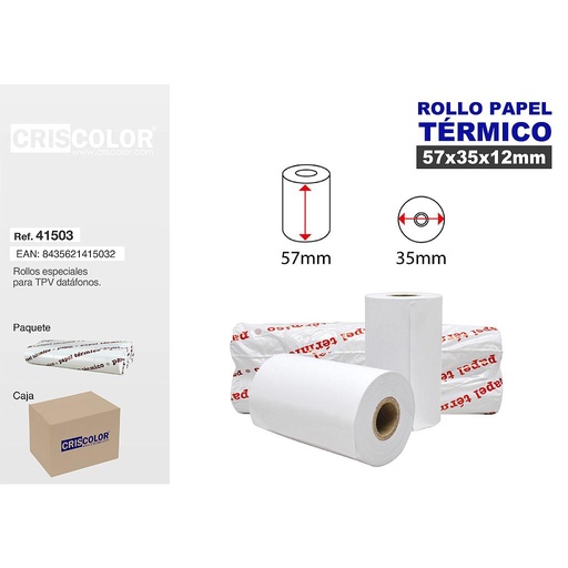 [41503] CRISCOLOR ROLLO TERMICO 57X35MM FSC® A000523 (Pack 10 Und.)