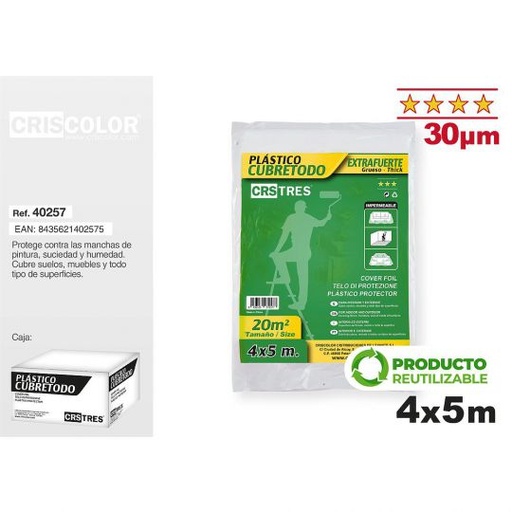 [40257] CUBRETODO EXTRAFUERTE 4X5M 30 MICRAS