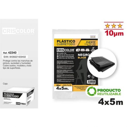 [42340] CUBRETODO NEGRO FUERTE 4X5M 10 MICRAS