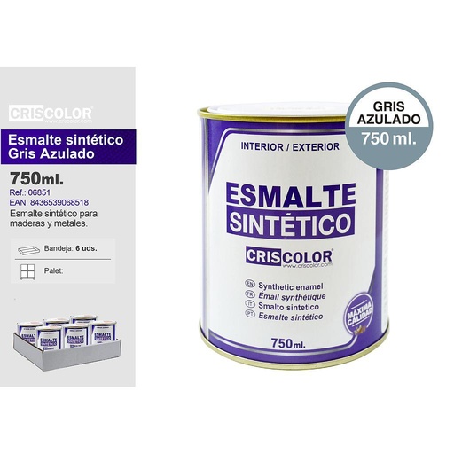 [06851] ESMALTE SINTETICO GRIS AZULADO 750ML