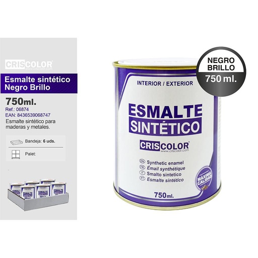 [06874] ESMALTE SINTETICO NEGRO BRILLO 750ML