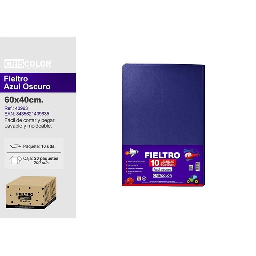 [40963] FIELTRO 40X60CM  AZUL OSCURO (Paquete de 10Und)