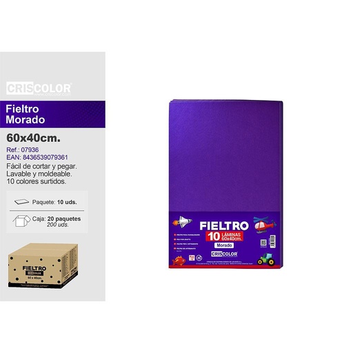 [40935] FIELTRO 40X60CM  MORADO PAQ.10UDS (Precio unitario).