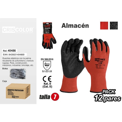 [40486] GUANTES PROTECCION ALMACEN TALLA 7 (Pack 12Und).