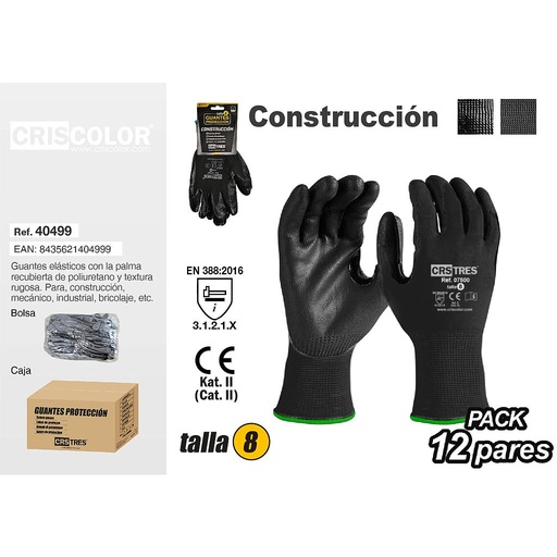 [40499] GUANTES PROTECCION CONSTRUCCION TALLA 8 (Precio de 1 Par)