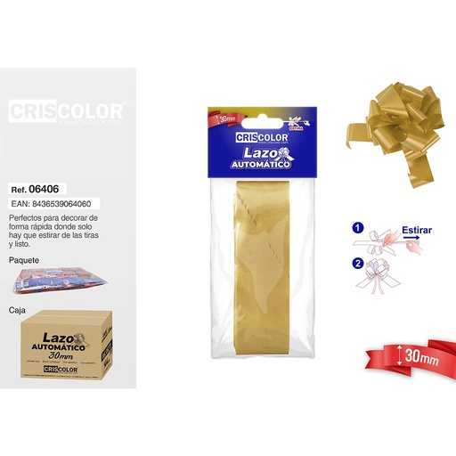 [06406] LAZO AUTOMATICO 30MM ORO (Precio Unitario)