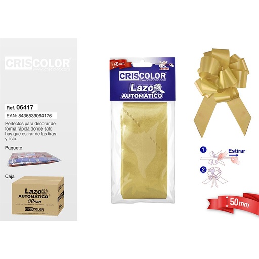 [06417] LAZO AUTOMATICO 50MM ORO (Precio Unitario)