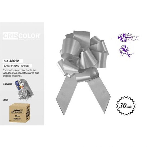 [43012] LAZO AUTOMATICO 50MM PLATA GRANEL (Caja 30 und.)