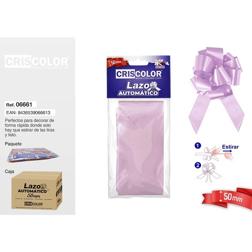 [06661] LAZO AUTOMATICO 50MM ROSA (Precio Unitario)