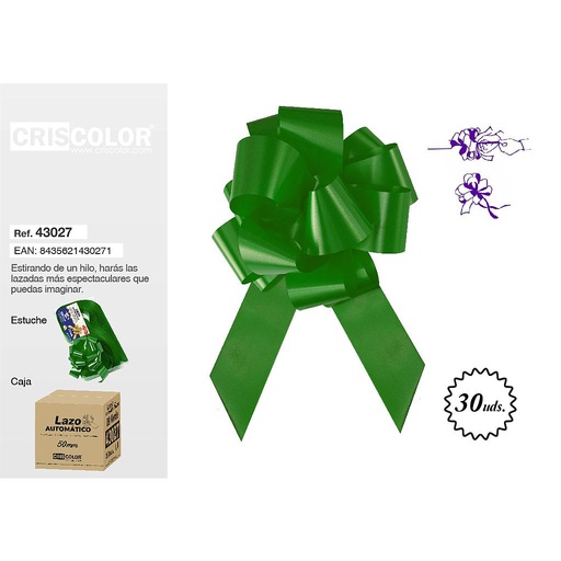 [2200/09] LAZO AUTOMATICO 50MM VERDE GRANEL (Caja 30 und.)
