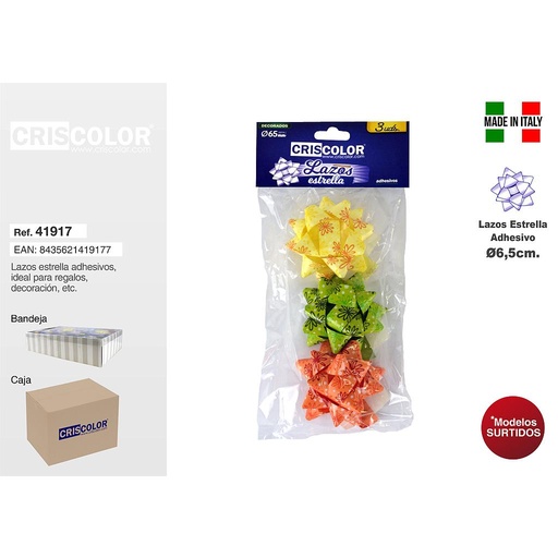 [41917] LAZO ESTRELLA DECORADOS 65MM (Pack 3 und.)