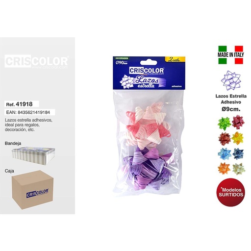 [41918] LAZO ESTRELLA DECORADOS  90MM (Pack 2 und.)