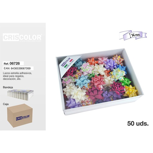 [06726] LAZOS ESTRELLA ADHESIVOS 14MM  (Precio Unitario)