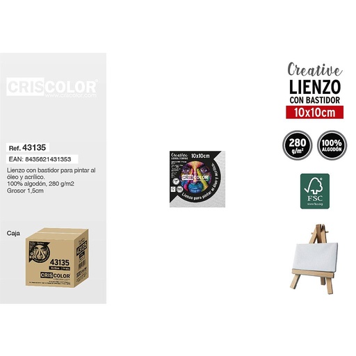 [43135] LIENZO PARA PINTAR 10X10CM (Precio Unitario)
