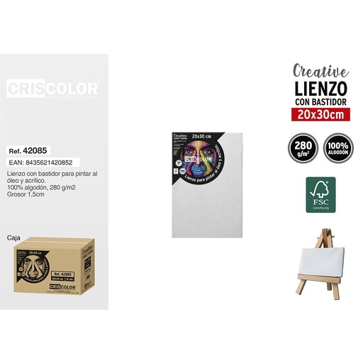 [42085] LIENZO PARA PINTAR 20X30CM (Caja 12Und).