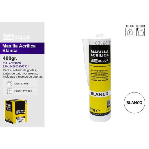 [ACR400BL] MASILLA ACRILICA BLANCA 400G