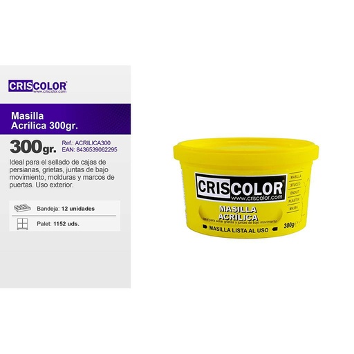 [ACRILICA300] MASILLA ACRILICA BLANCO 300G (Caja de 12Und).