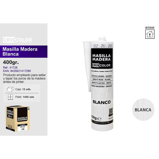 [41728] MASILLA MADERA BLANCO 400G (Caja de 12Und).