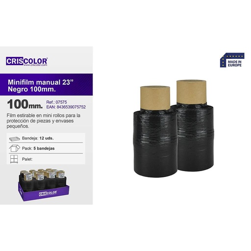 [40574] MINIFILM MANUAL 23" 100MM NEGRO (Precio Unitario)