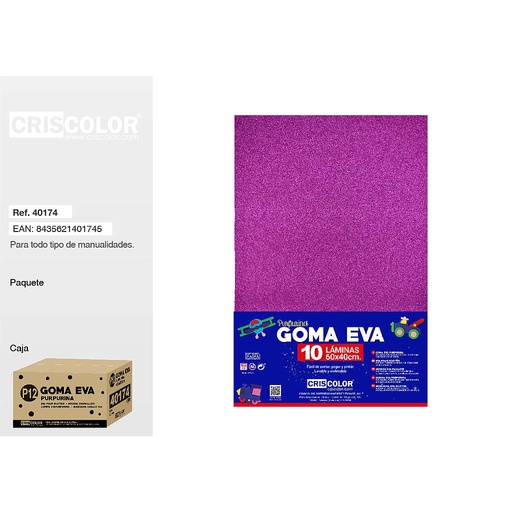 [40174] P12 GOMA EVA PURPURINA 40X60CM LILA (Paquete de 10Und)