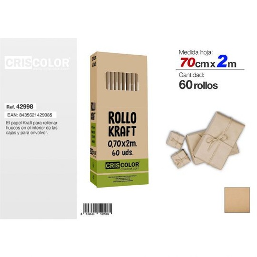 [42998] PAPEL KRAFT PRIMERA 70CMX2M (Caja 60 Und).